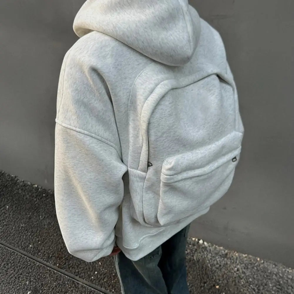 Men Women Travel Hooded Sweatshirt with Backpack Creative Zipper Cardigan  Casual Unisex Lightweight Backpack Hoodie