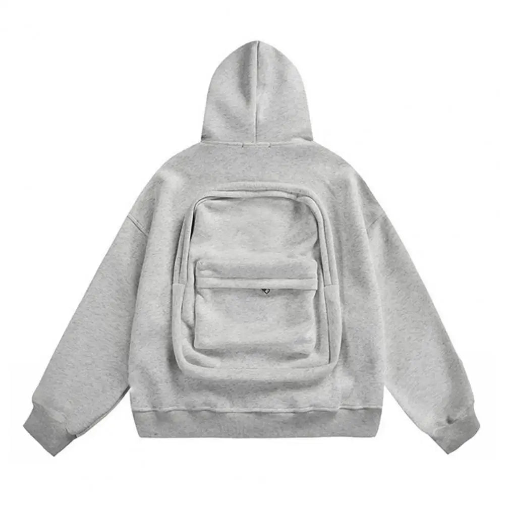 Men Women Travel Hooded Sweatshirt with Backpack Creative Zipper Cardigan  Casual Unisex Lightweight Backpack Hoodie