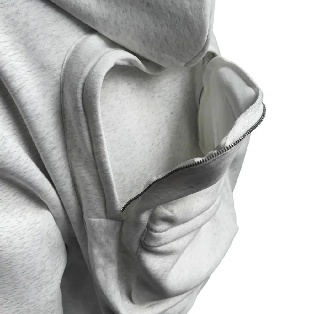 Men Women Travel Hooded Sweatshirt with Backpack Creative Zipper Cardigan  Casual Unisex Lightweight Backpack Hoodie