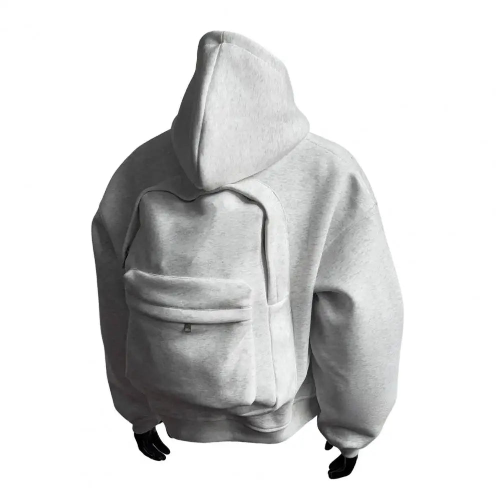 Men Women Travel Hooded Sweatshirt with Backpack Creative Zipper Cardigan  Casual Unisex Lightweight Backpack Hoodie